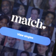 A static page for the Match.com app that says "View singles" is shown.